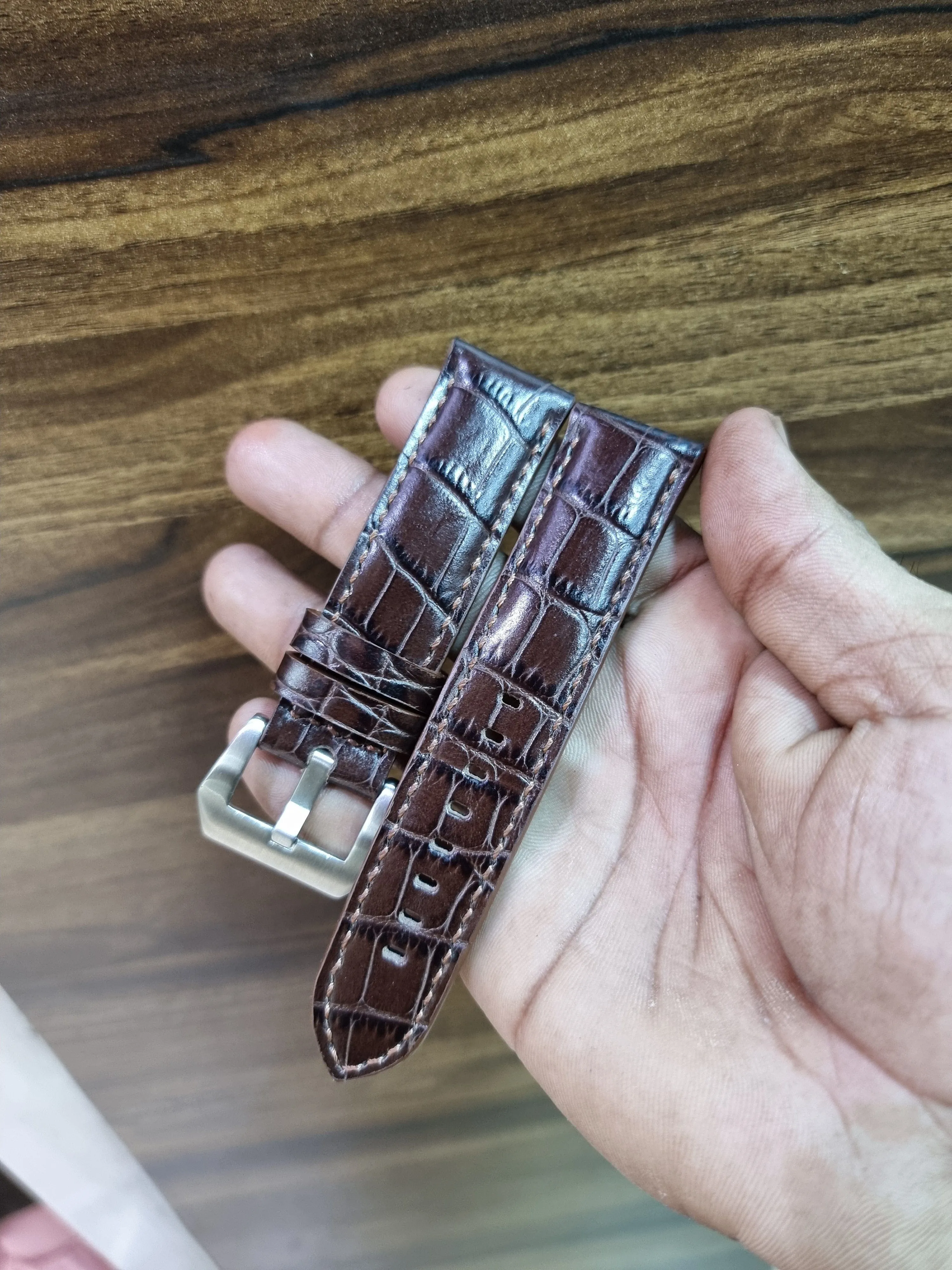 Black leather strap for panerai