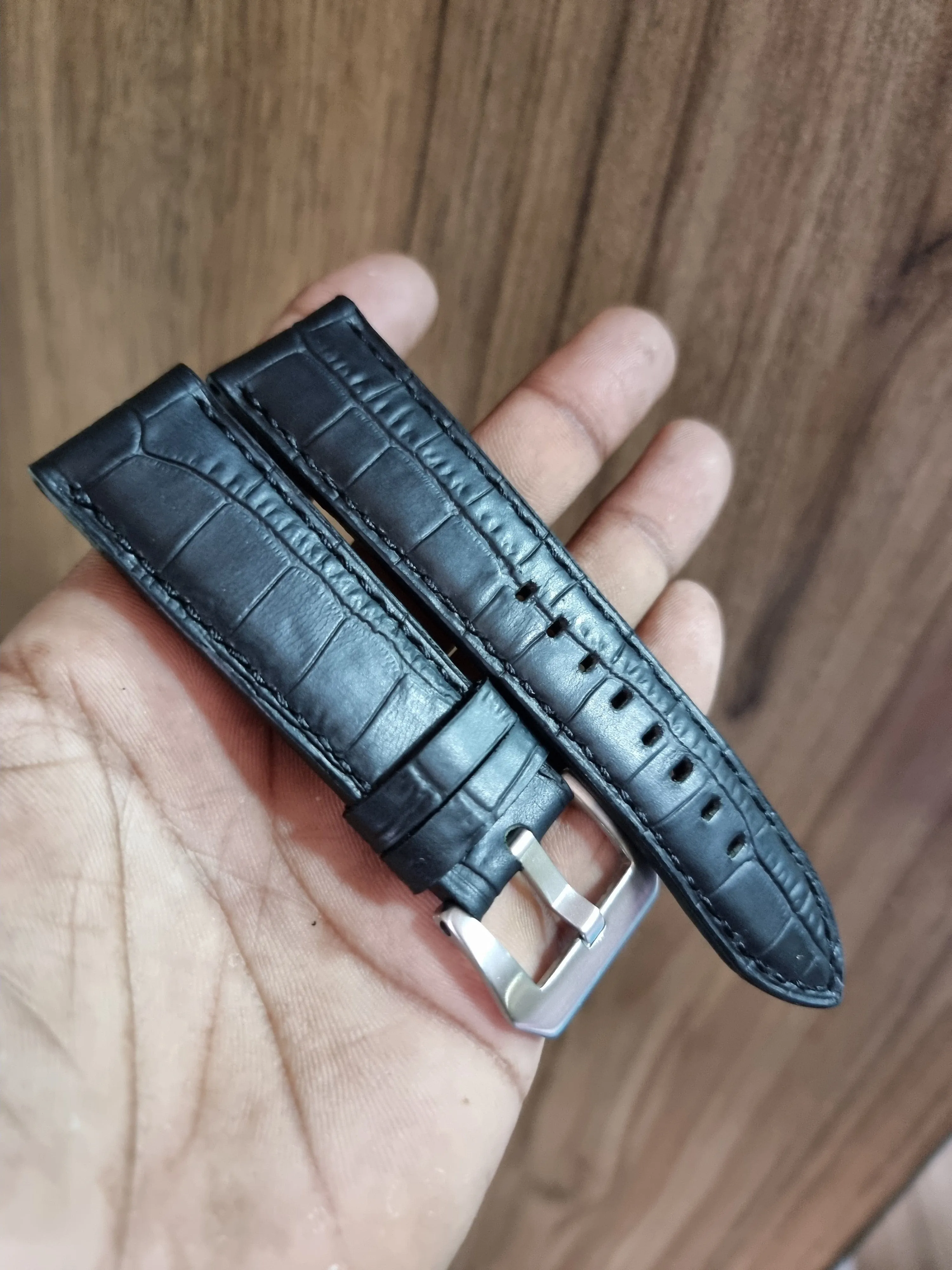 Black leather strap for panerai