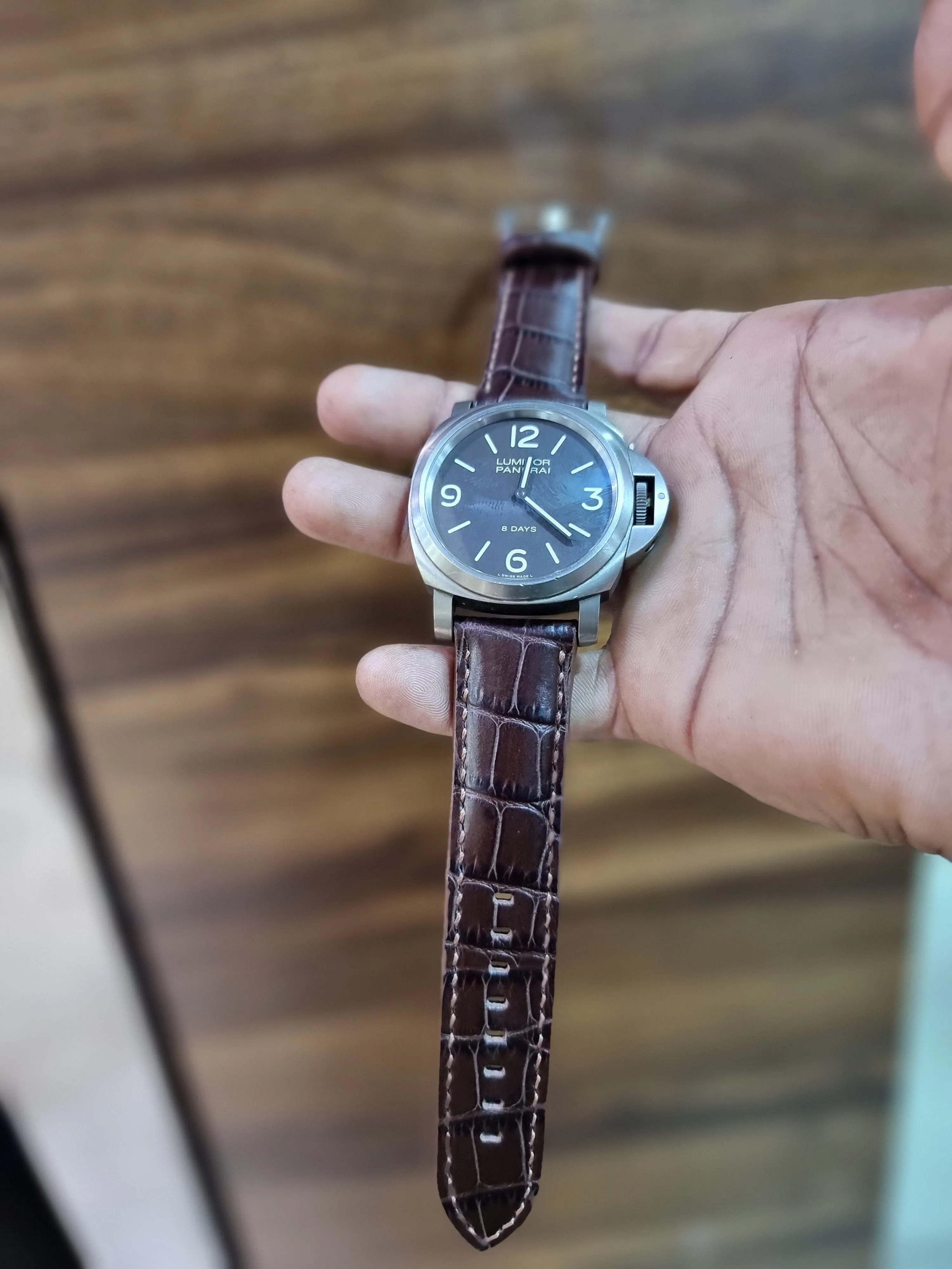 Black leather strap for panerai