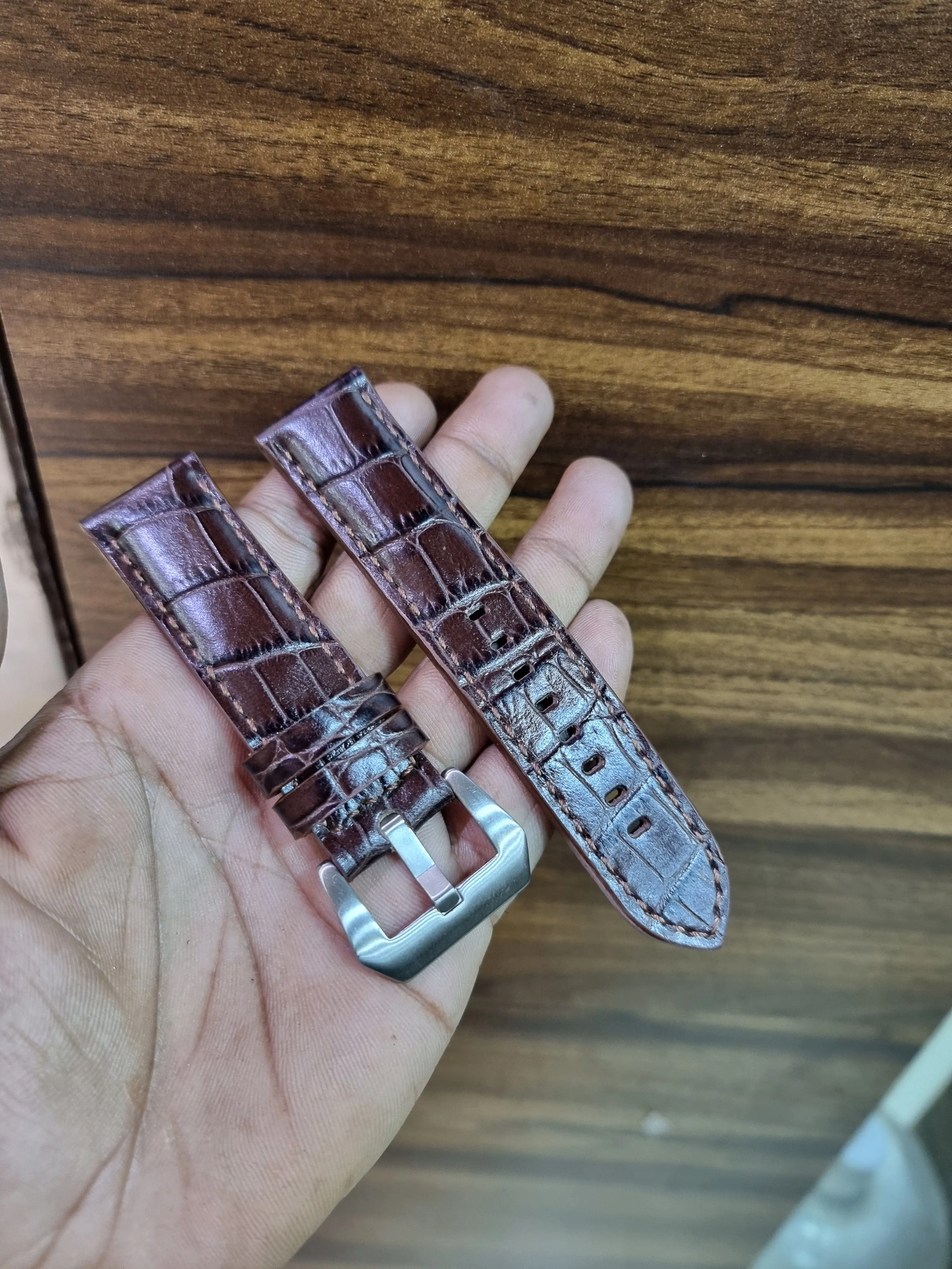 Black leather strap for panerai