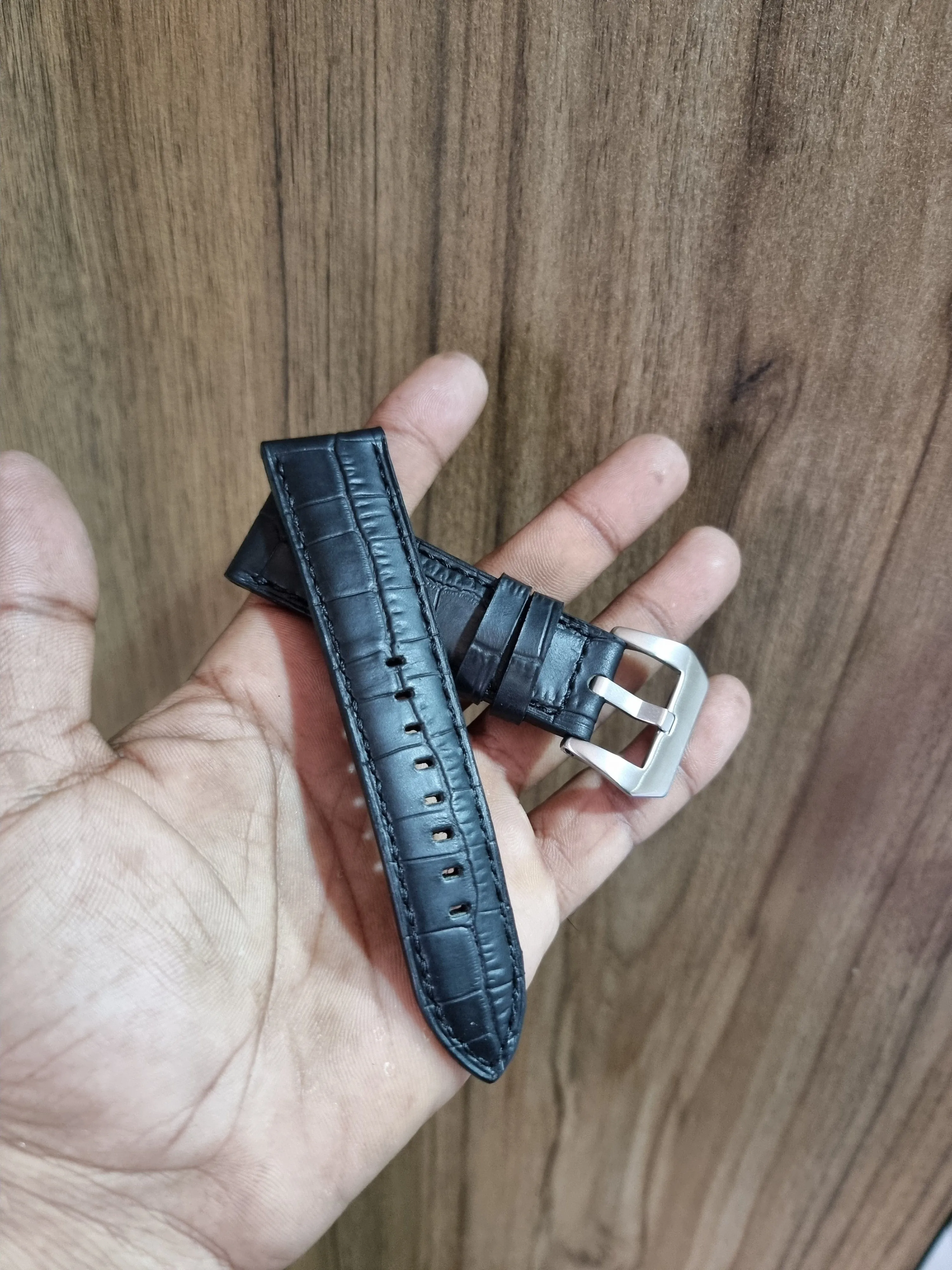 Black leather strap for panerai