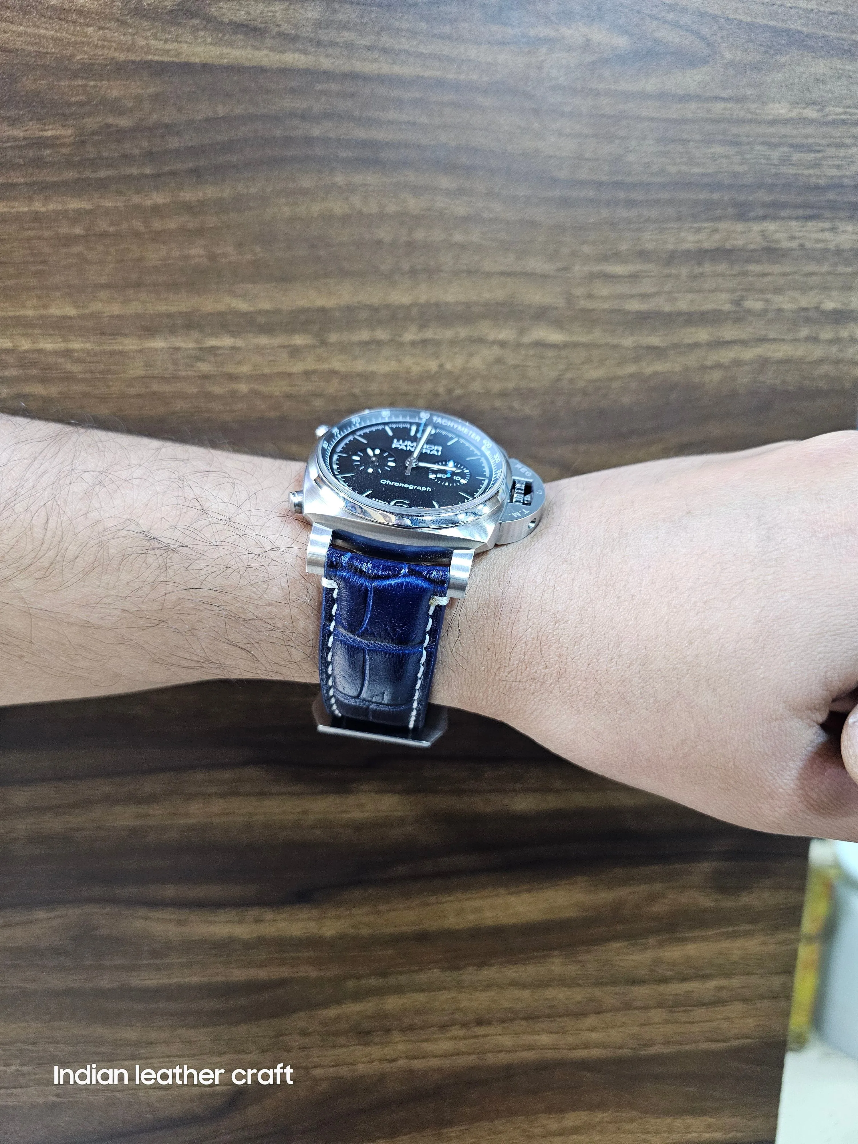Black leather strap for panerai
