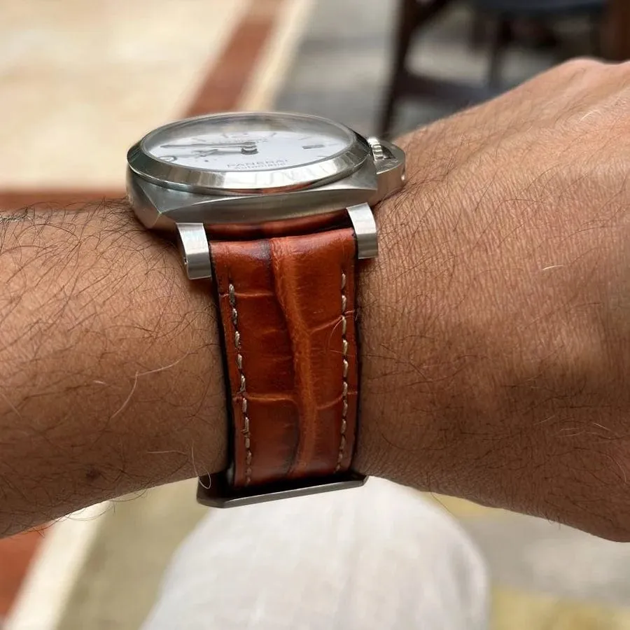 Black leather strap for panerai