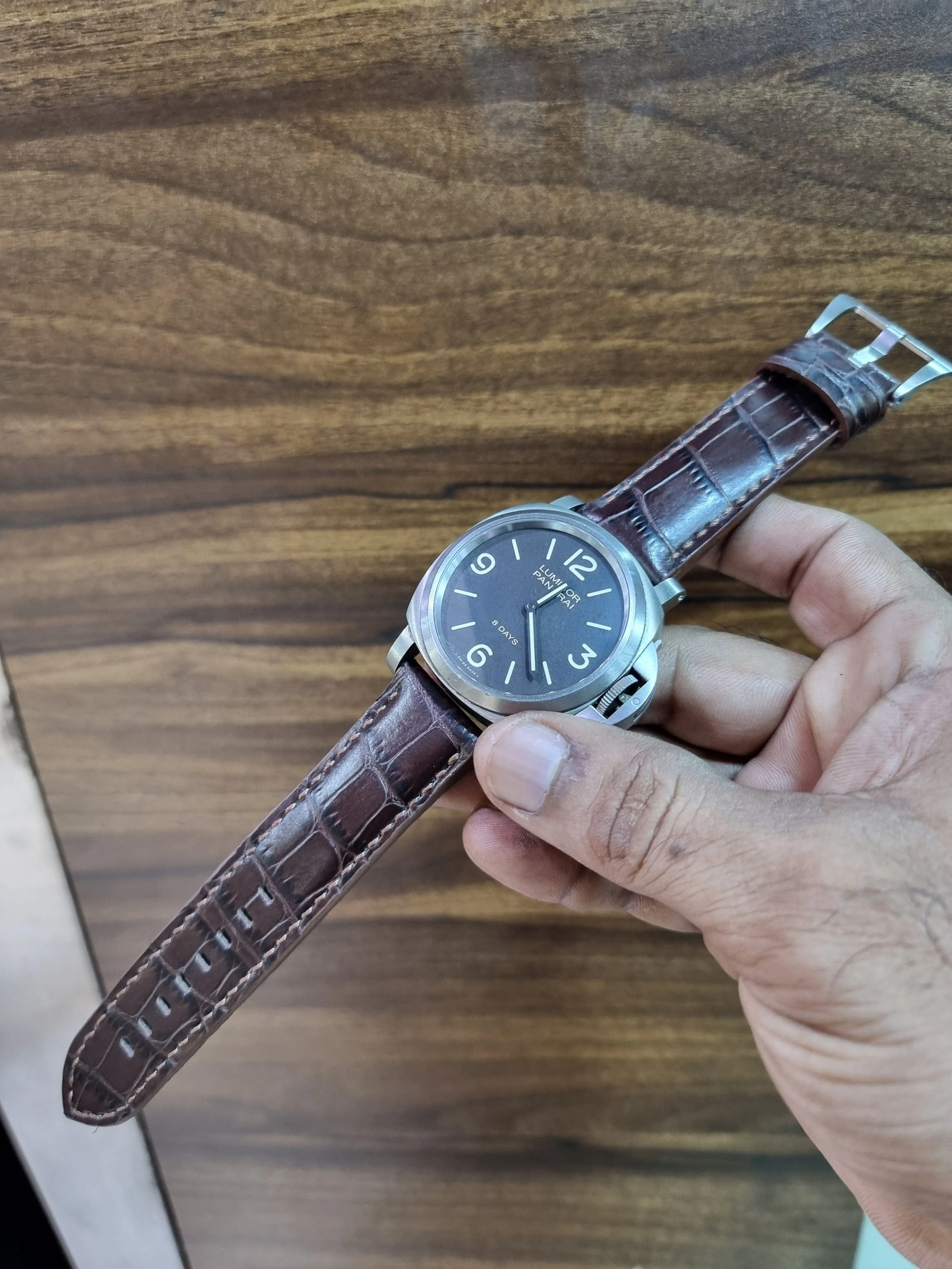 Black leather strap for panerai