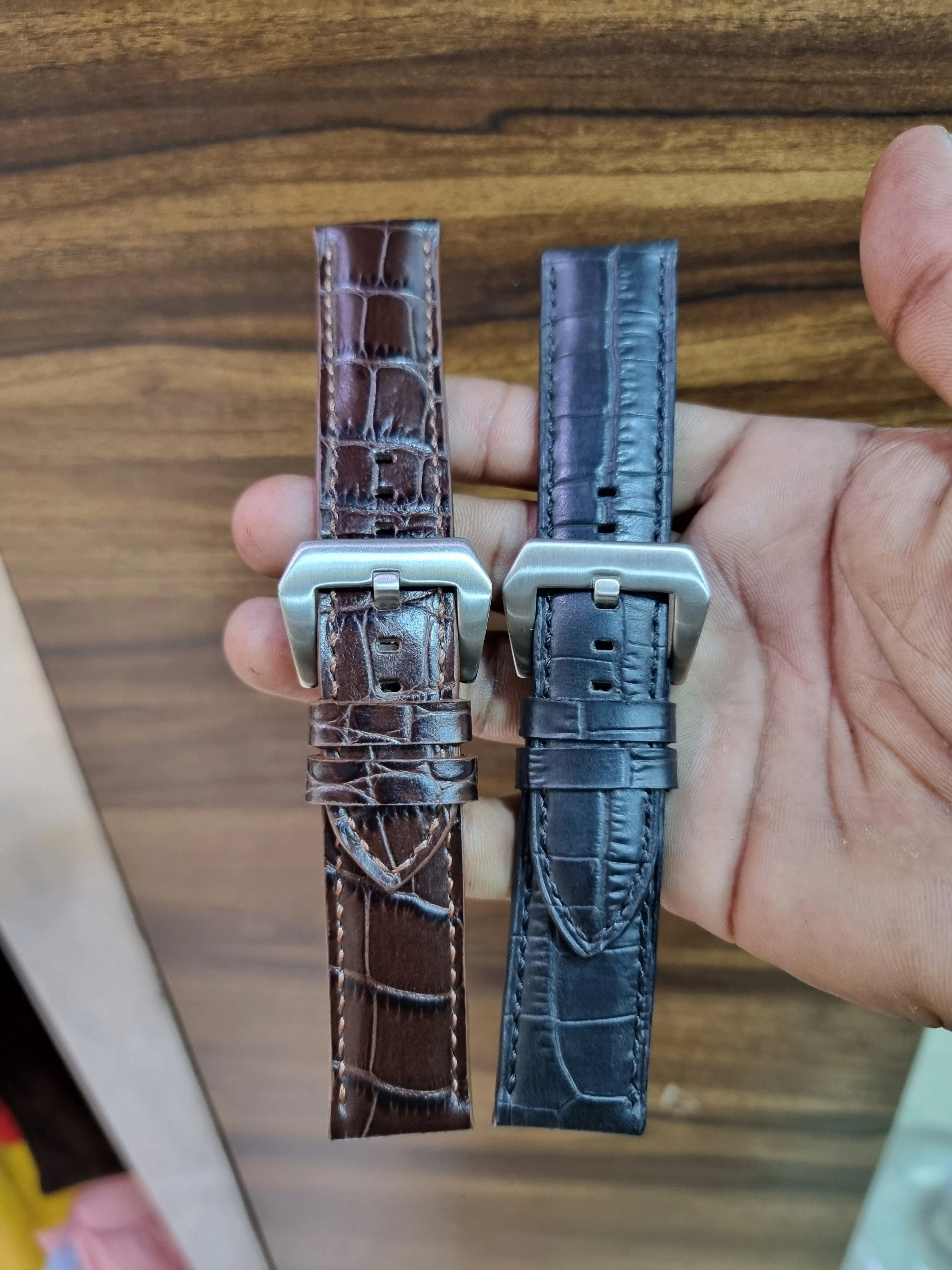 Black leather strap for panerai