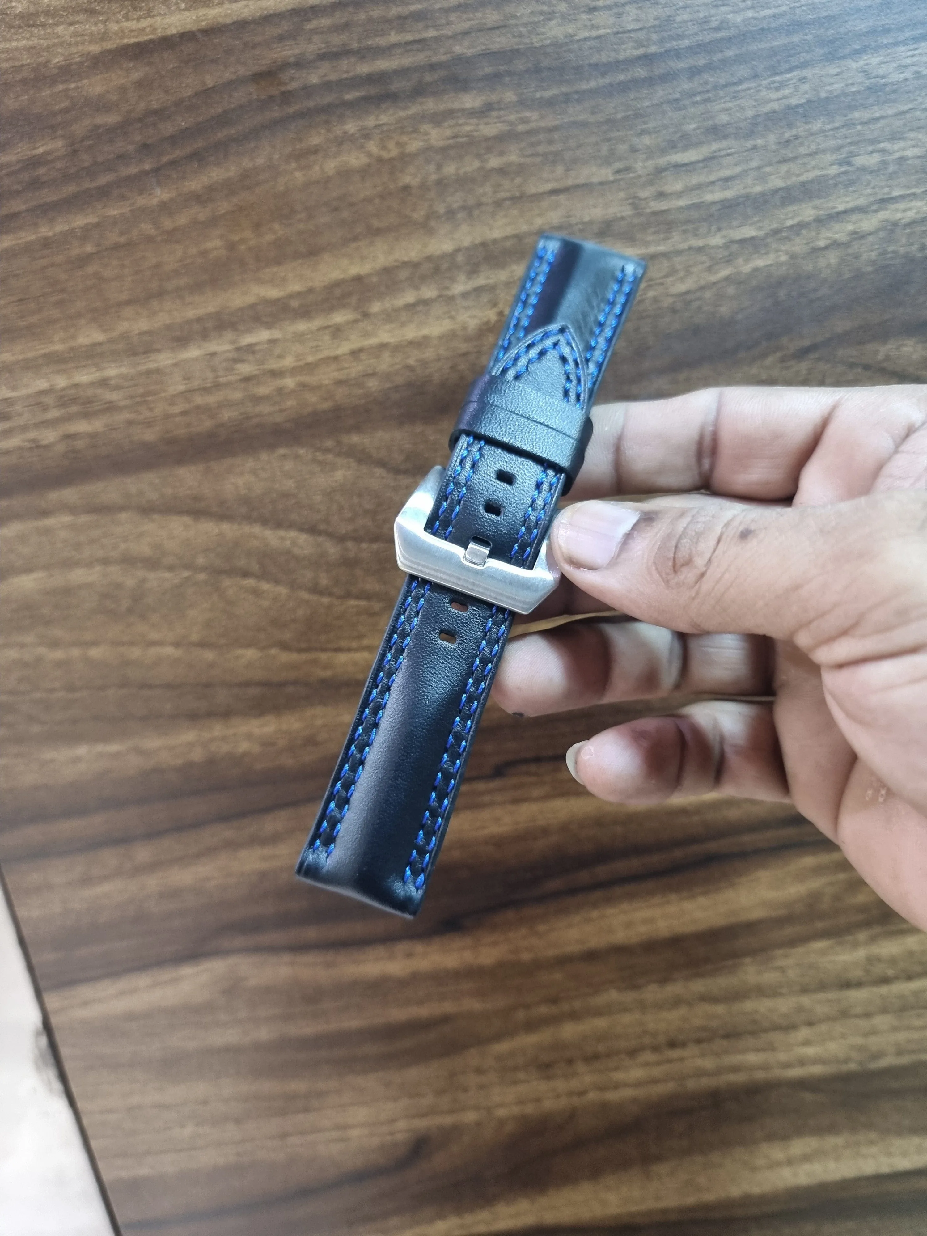 Black leather strap muscular padded