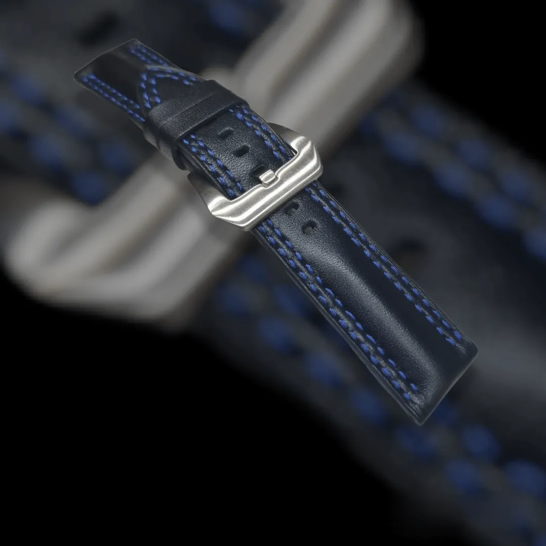 Black leather strap muscular padded