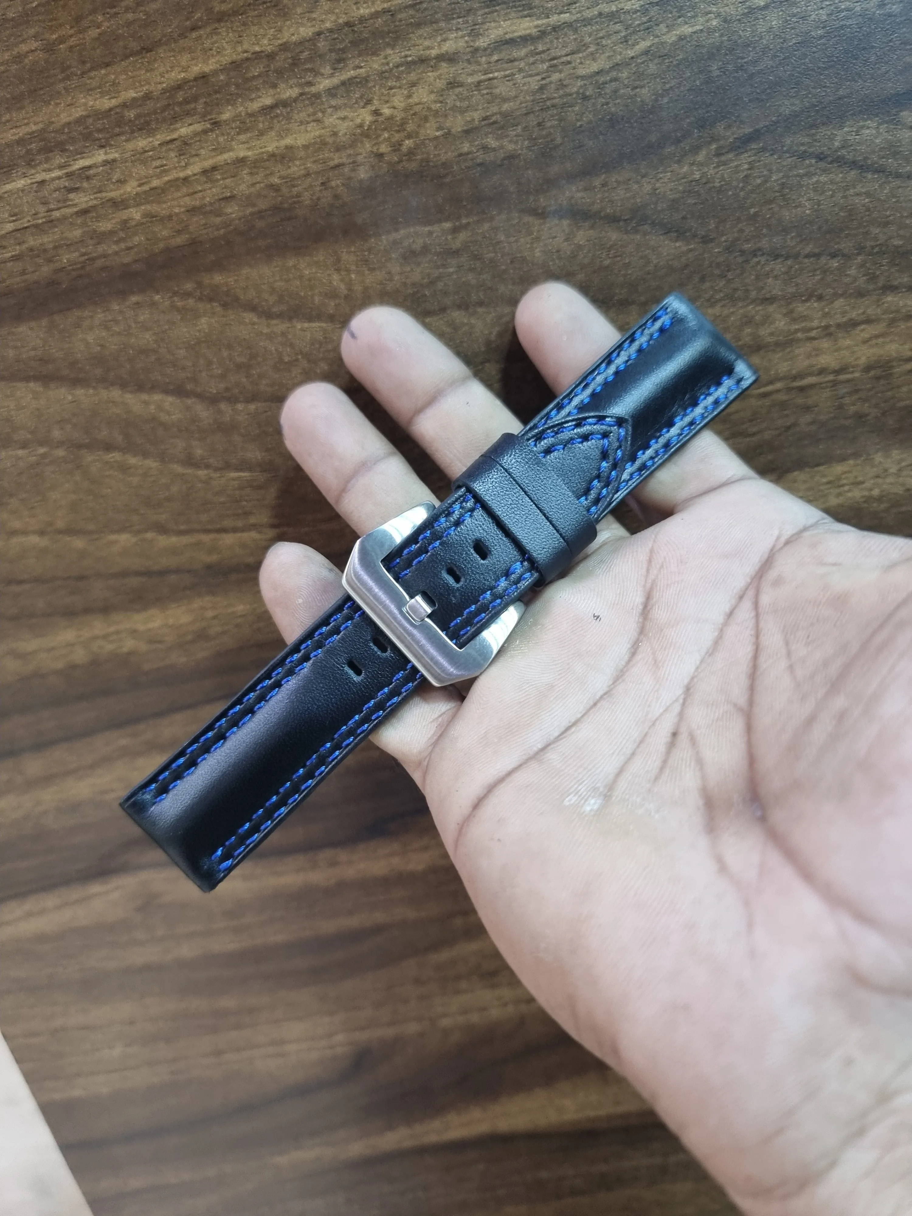 Black leather strap muscular padded
