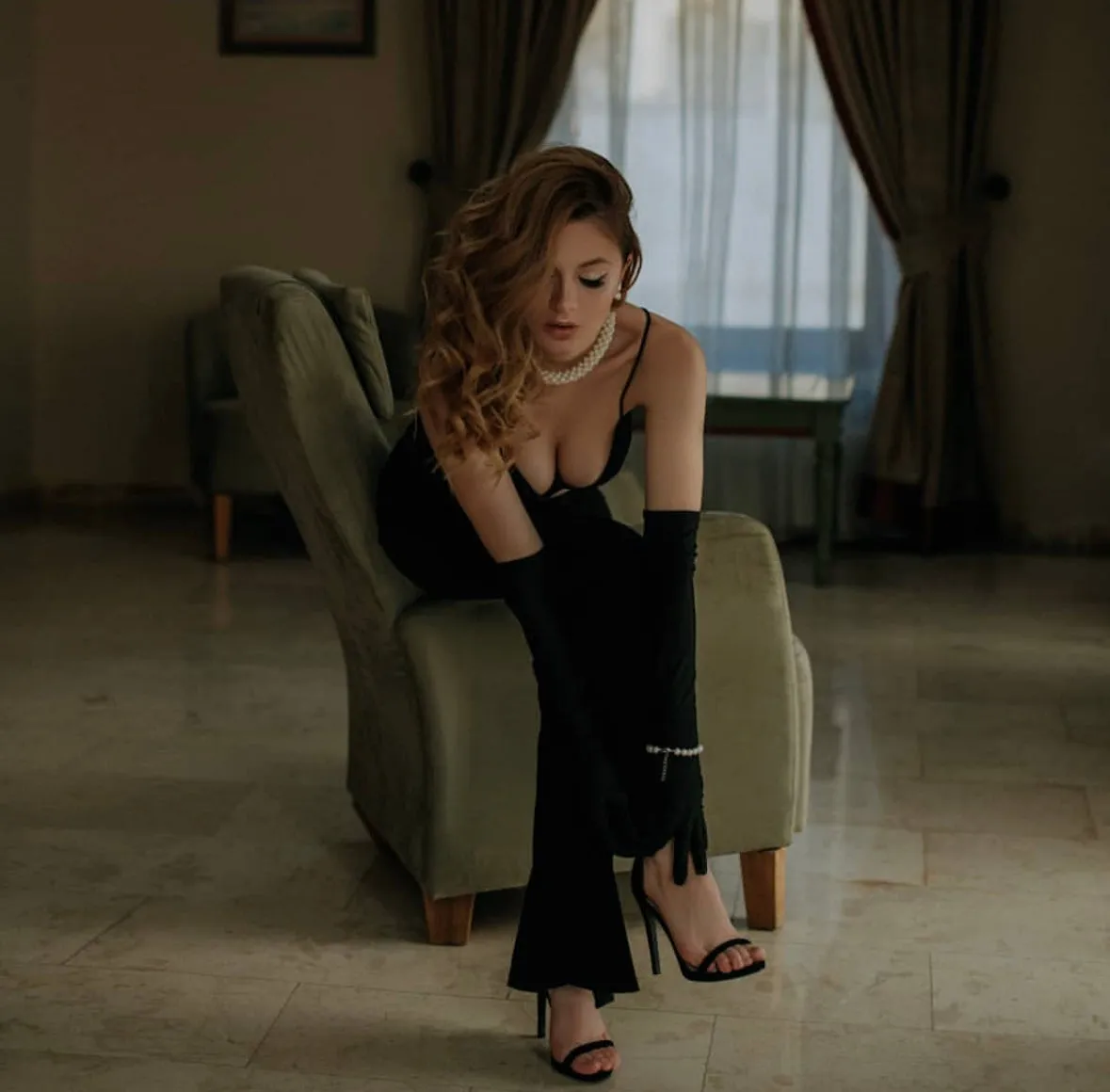Black Long Satin Gloves