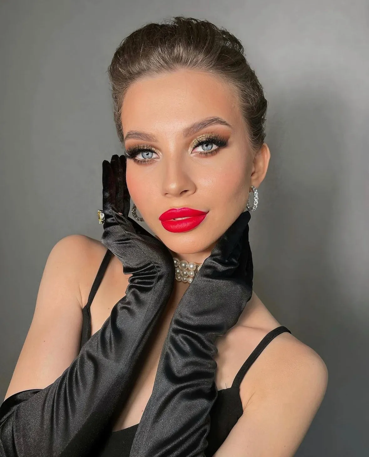 Black Long Satin Gloves