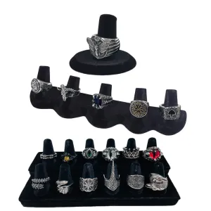 Black Resin Velvet Finger Ring Storage Display Holder