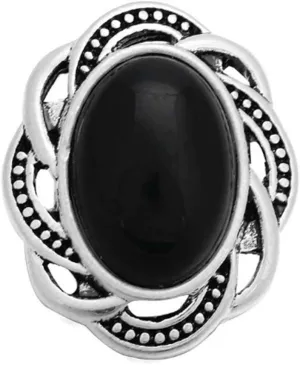Black Snap Jewelry Vintage Oval Antique 18MM Ginger Charm Button Fits Women's Customizable Bracelets, Necklaces, Keychains, Rings