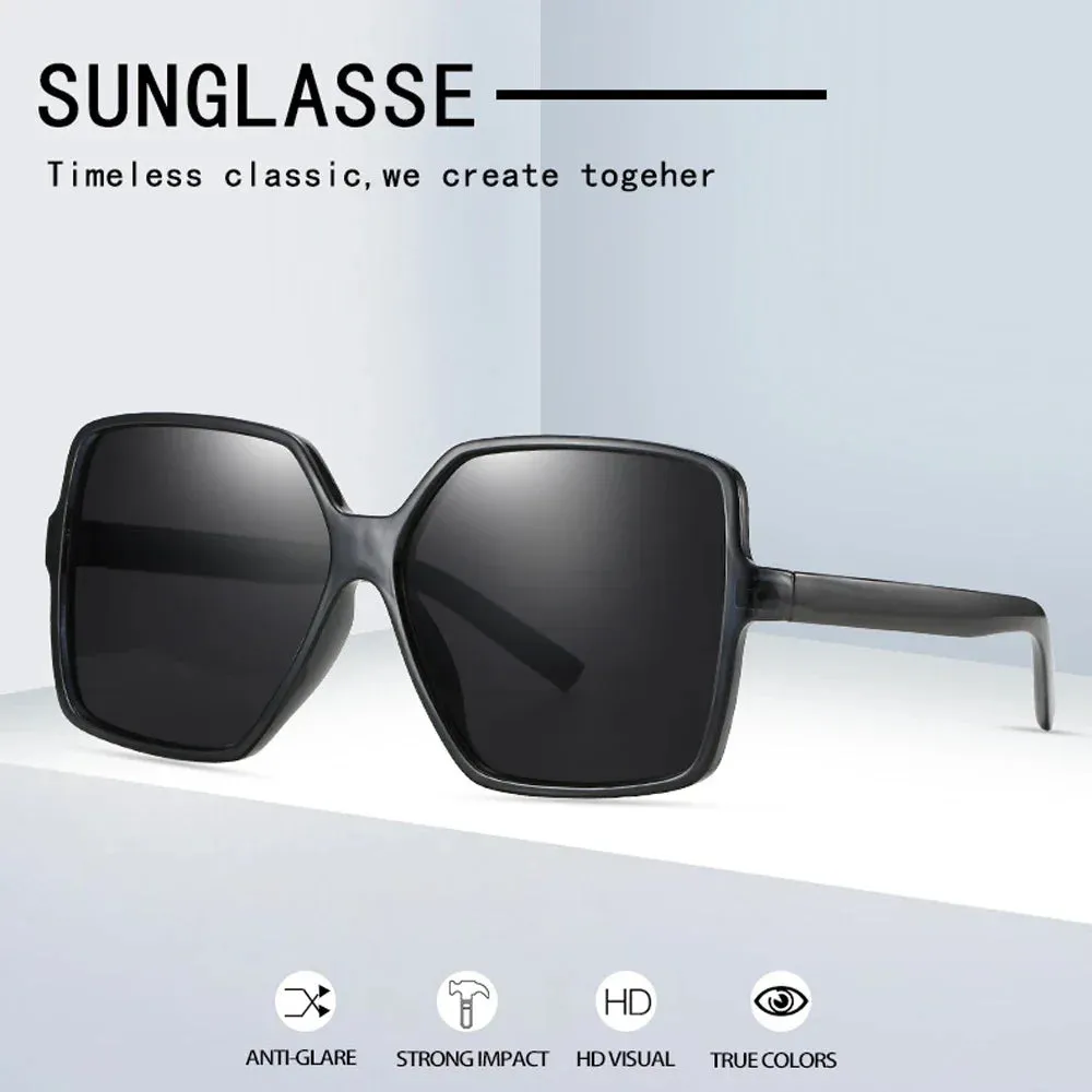 Black Square Oversized Sunglasses Women Big Frame Gradient Shades