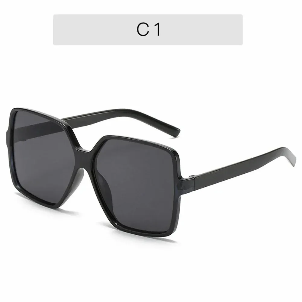 Black Square Oversized Sunglasses Women Big Frame Gradient Shades