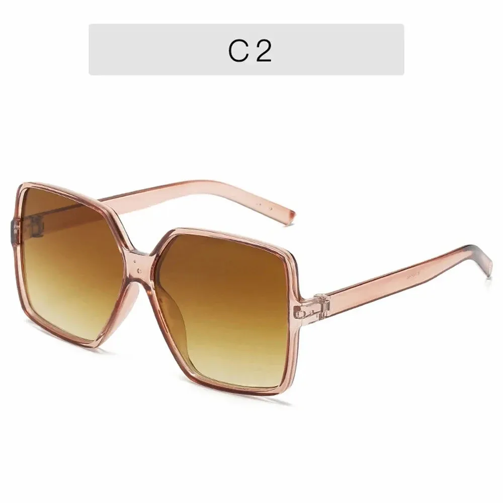 Black Square Oversized Sunglasses Women Big Frame Gradient Shades