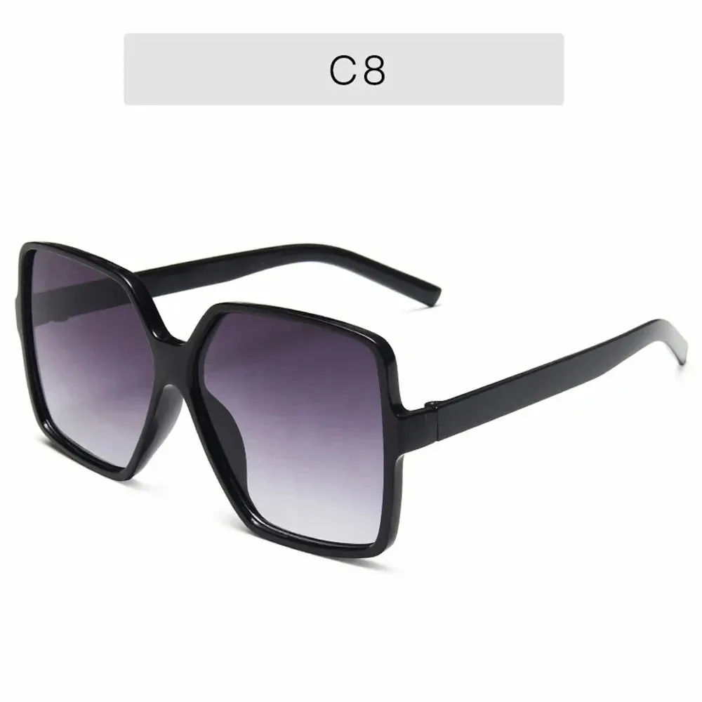 Black Square Oversized Sunglasses Women Big Frame Gradient Shades