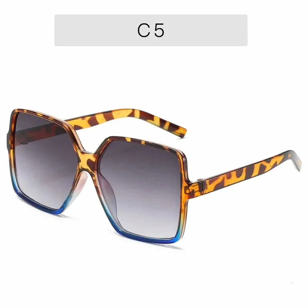 Black Square Oversized Sunglasses Women Big Frame Gradient Shades