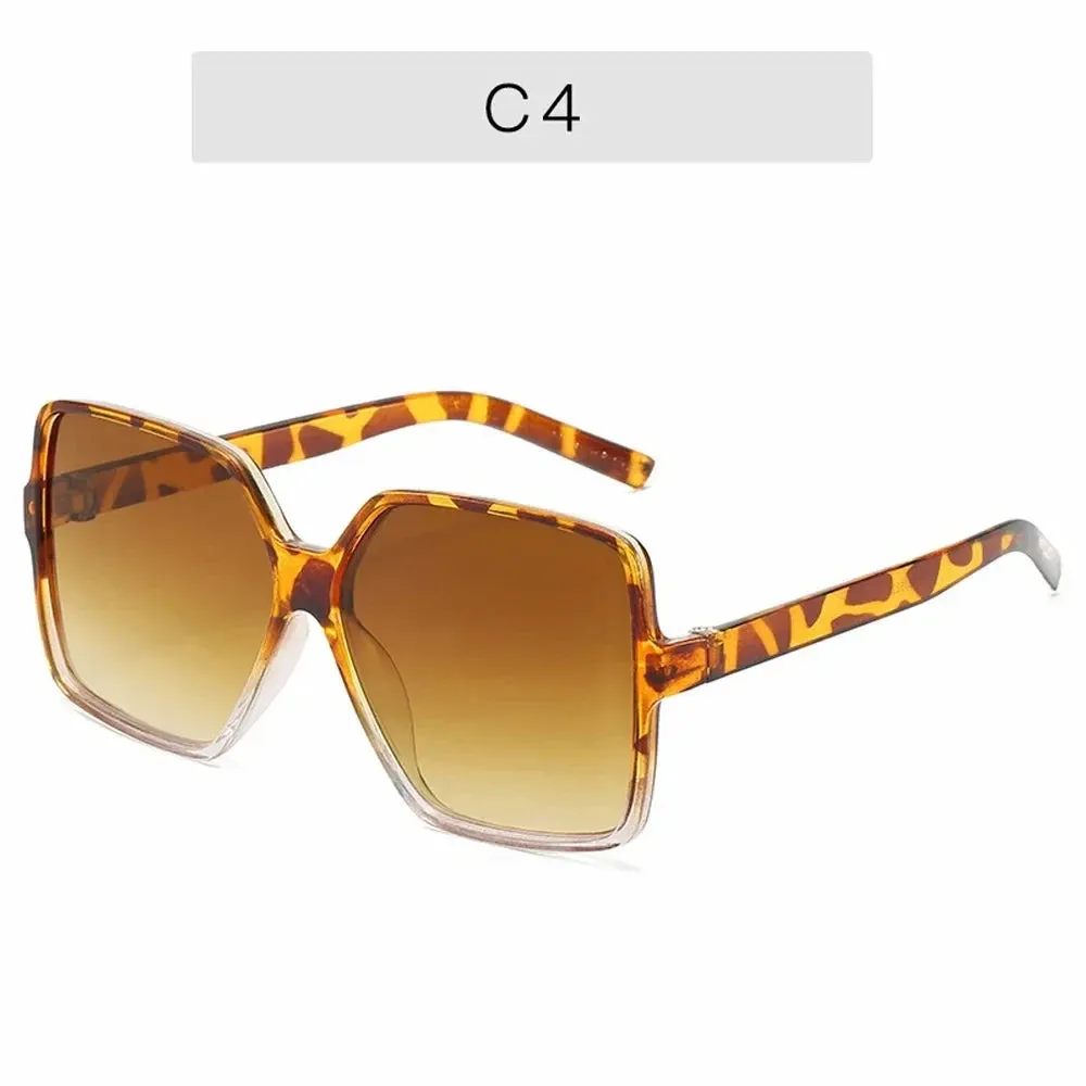 Black Square Oversized Sunglasses Women Big Frame Gradient Shades