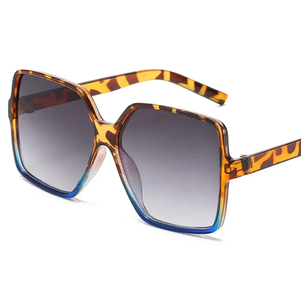 Black Square Oversized Sunglasses Women Big Frame Gradient Shades