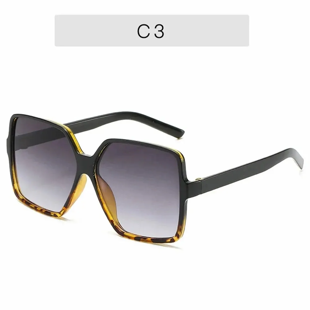 Black Square Oversized Sunglasses Women Big Frame Gradient Shades