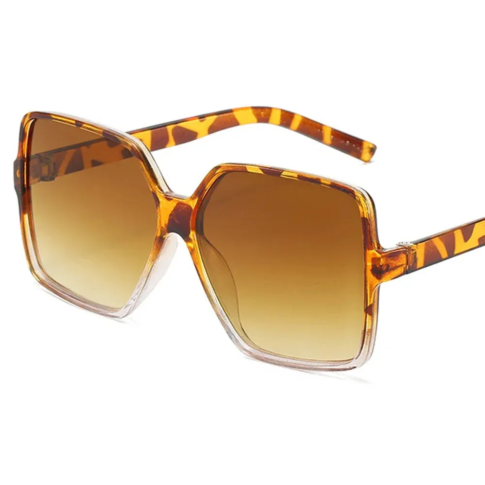 Black Square Oversized Sunglasses Women Big Frame Gradient Shades