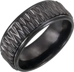 Black Titanium 8 mm Patterned Band Size 10