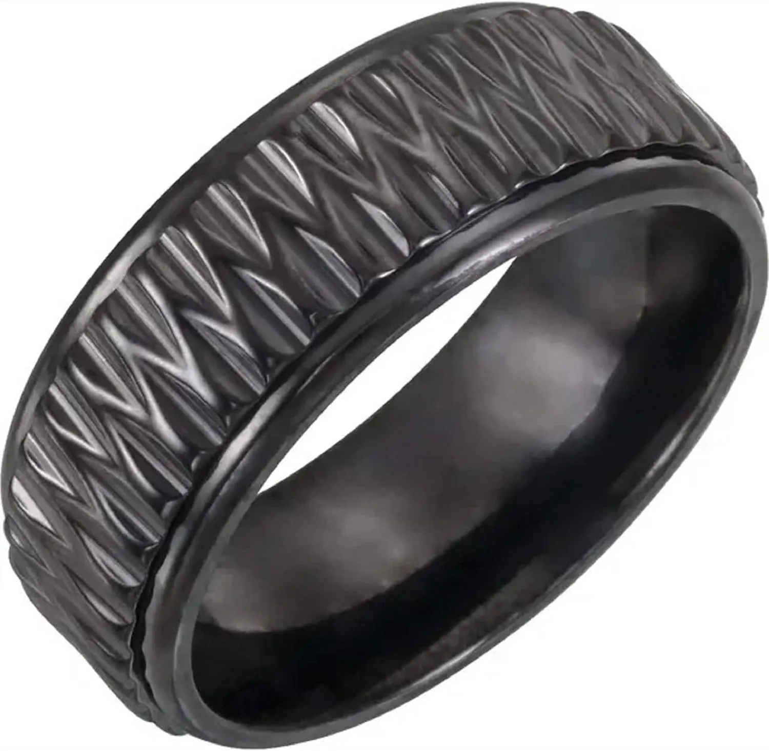 Black Titanium 8 mm Patterned Band Size 10