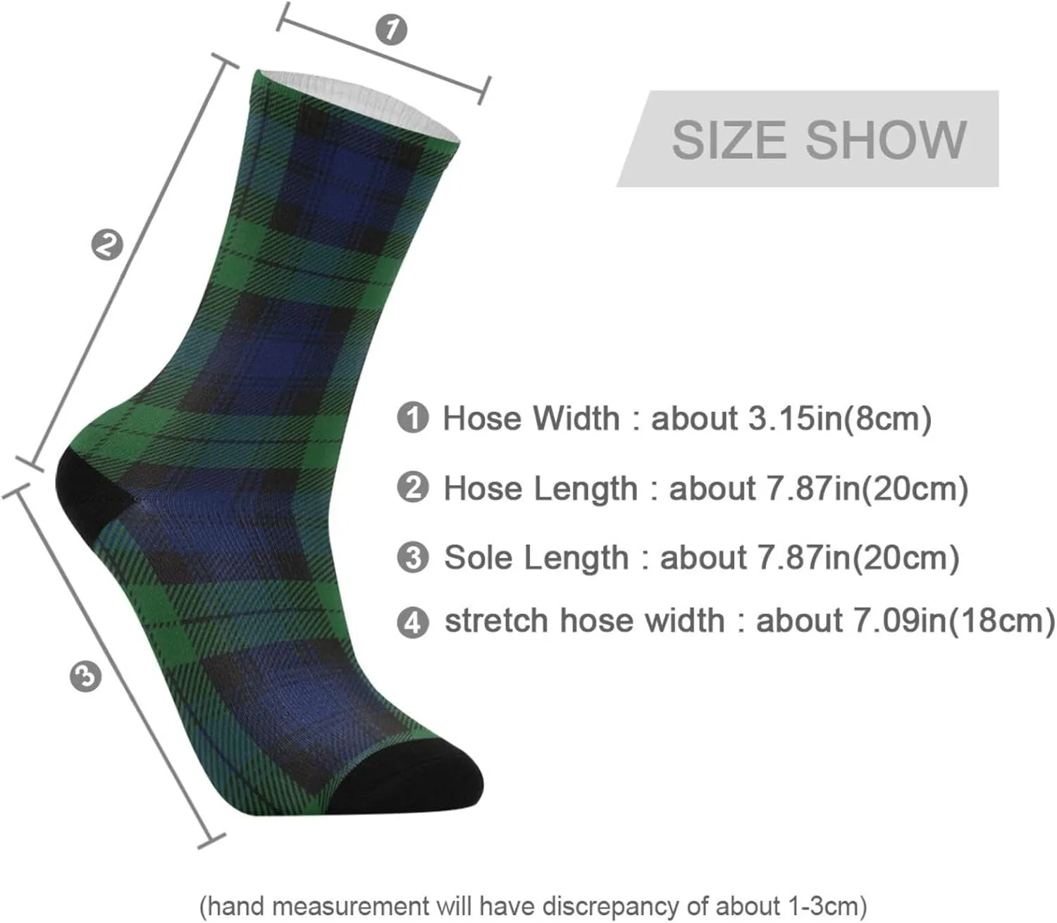 Black Watch Tartan Plaid Womens Mens Comfortable Patterned Dress Socks