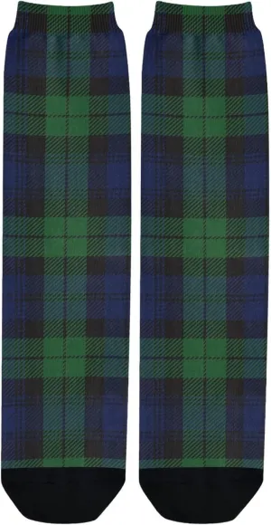 Black Watch Tartan Plaid Womens Mens Comfortable Patterned Dress Socks