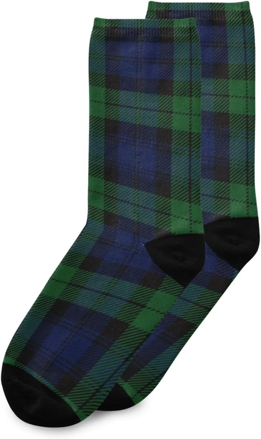 Black Watch Tartan Plaid Womens Mens Comfortable Patterned Dress Socks