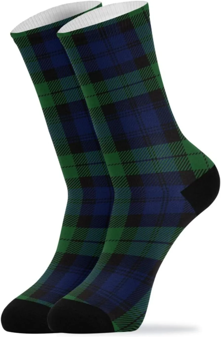 Black Watch Tartan Plaid Womens Mens Comfortable Patterned Dress Socks