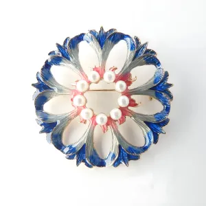Blue round pin brooch jewelry