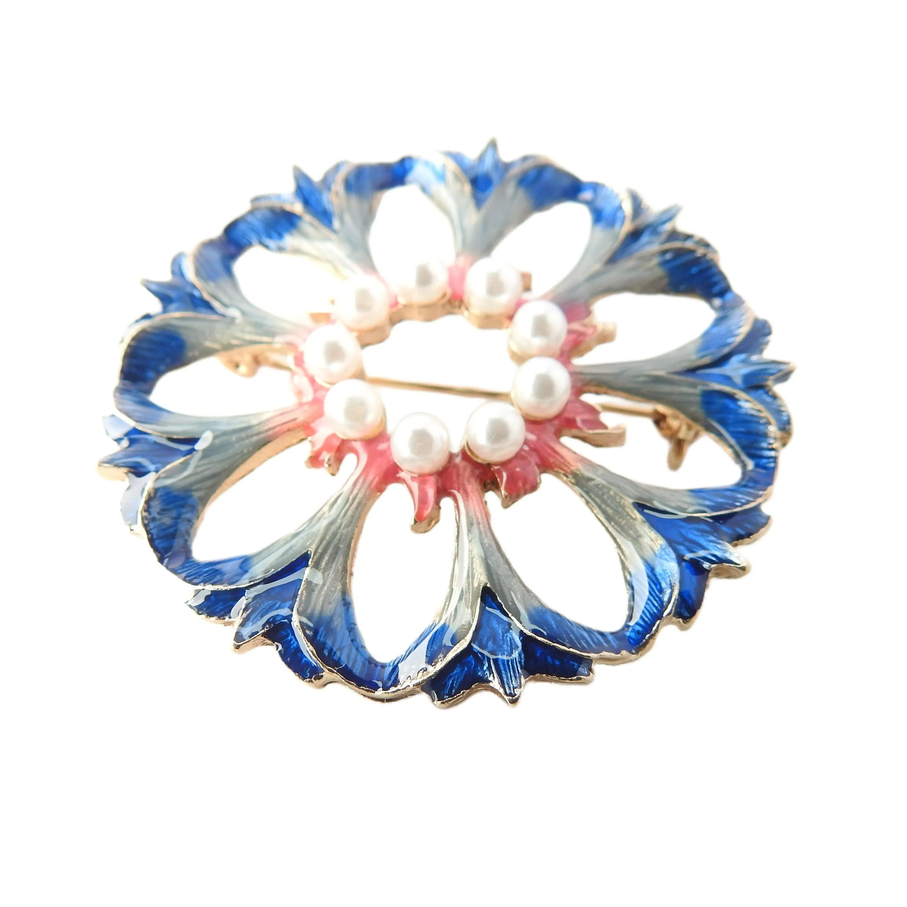 Blue round pin brooch jewelry