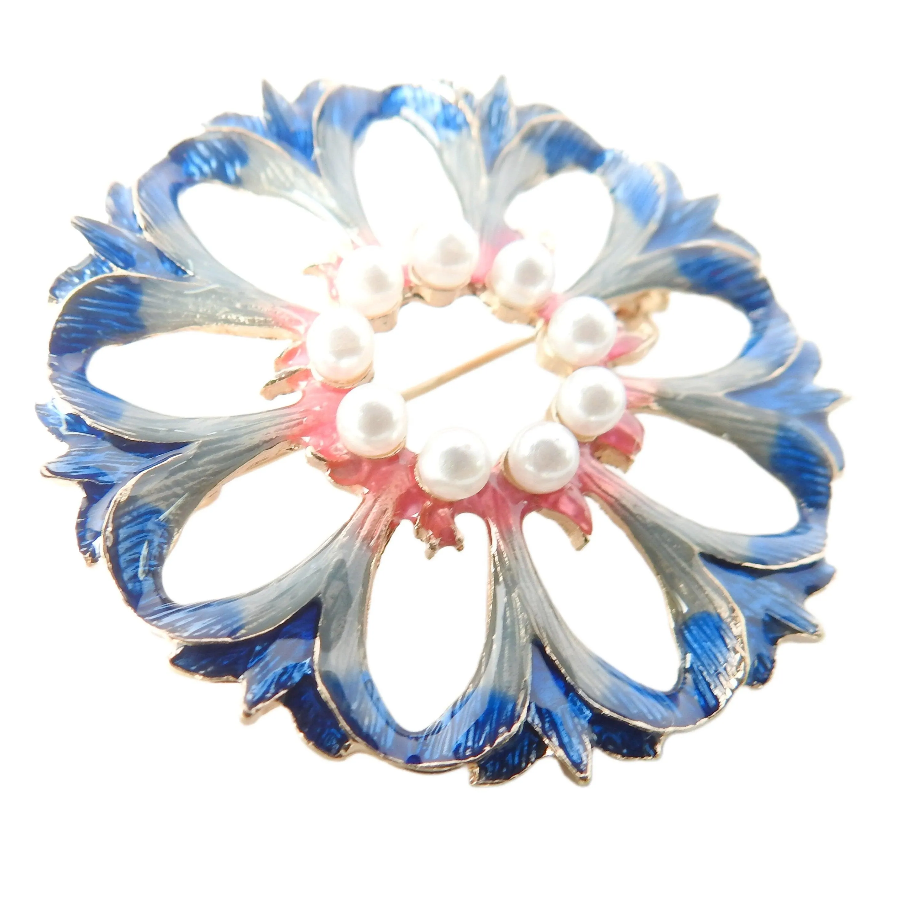 Blue round pin brooch jewelry