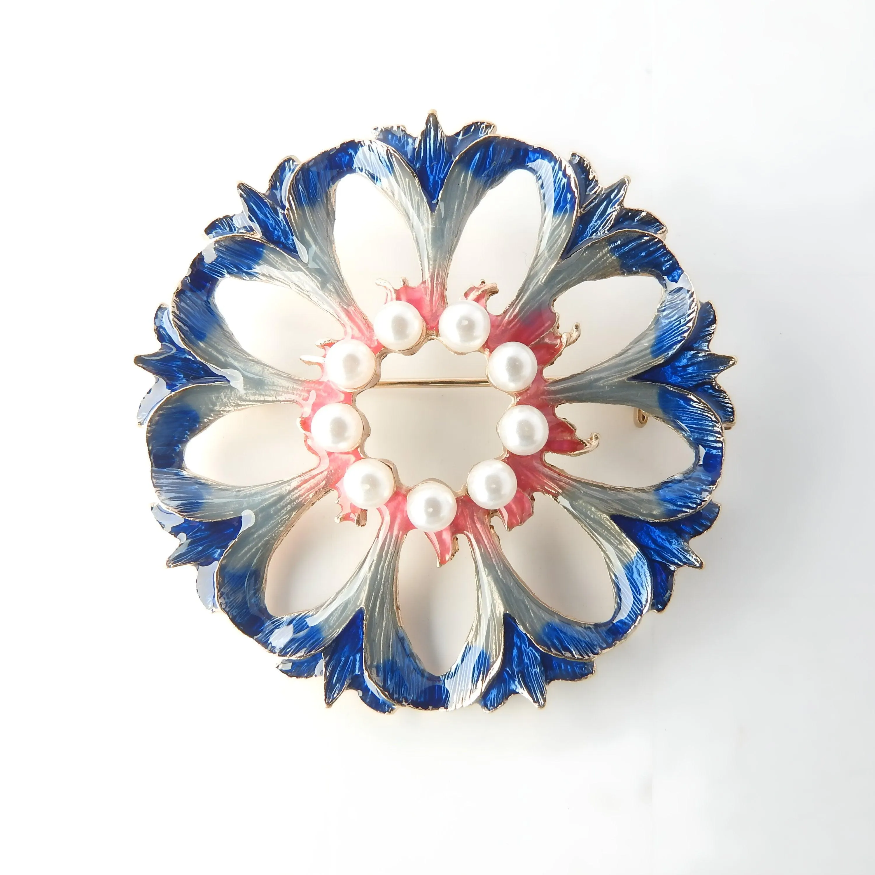 Blue round pin brooch jewelry