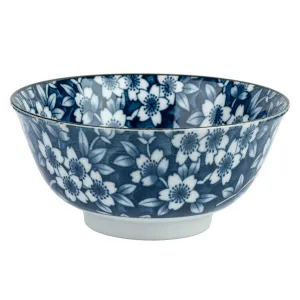 Blue Sakura Ceramic Japanese Soup Bowl