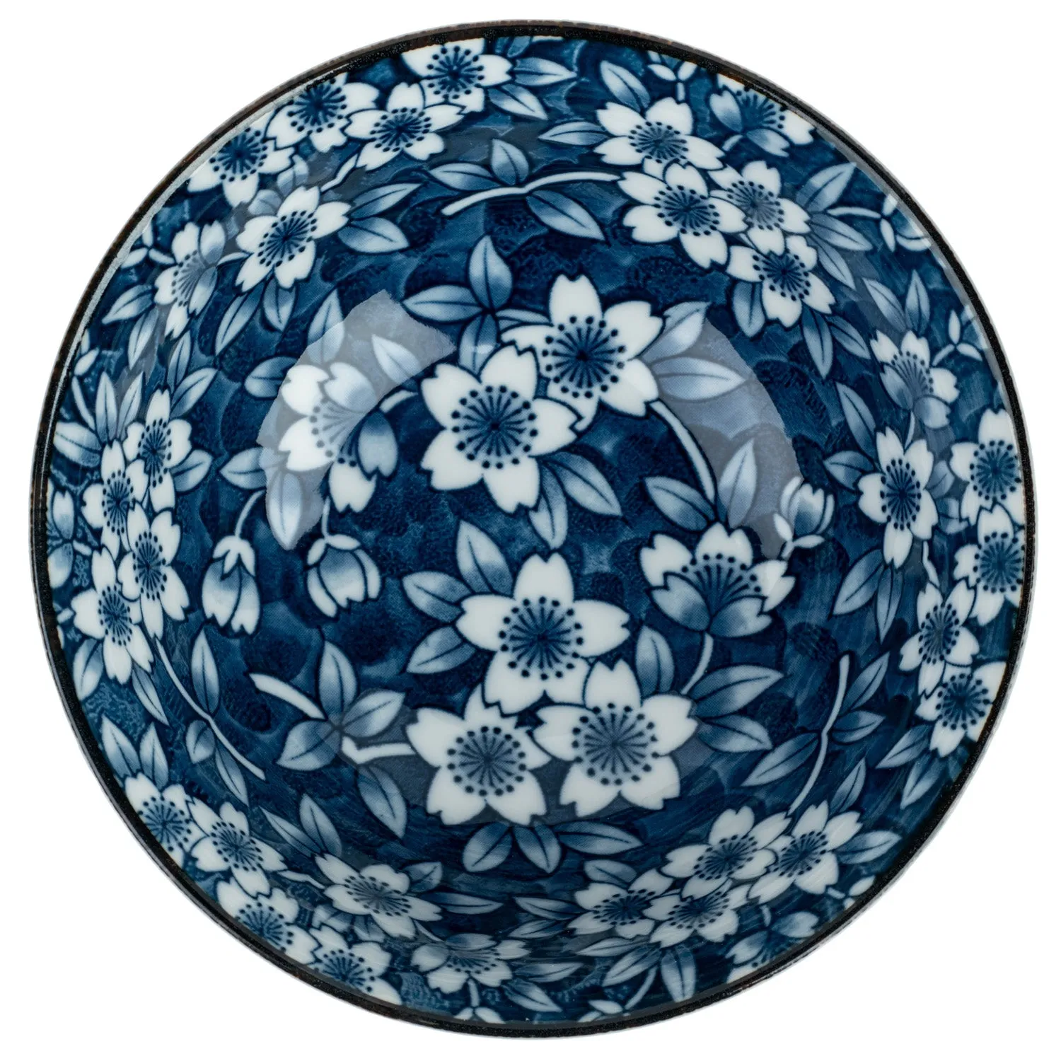 Blue Sakura Ceramic Japanese Soup Bowl