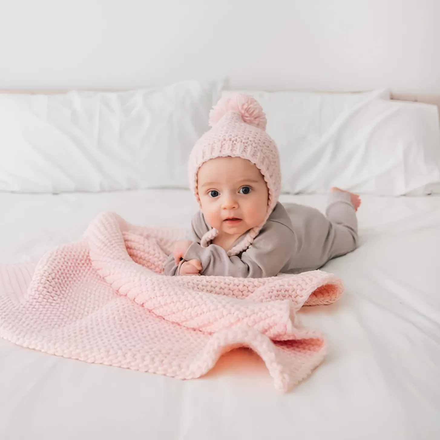 Blush Garter Stitch Bonnet