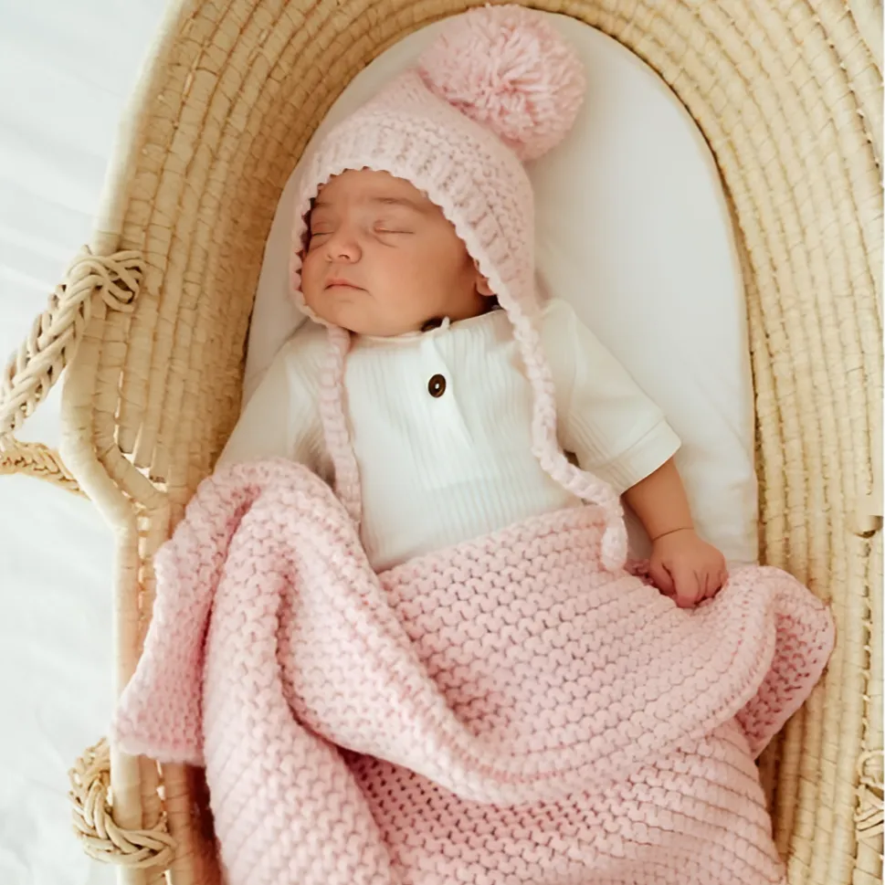 Blush Garter Stitch Bonnet