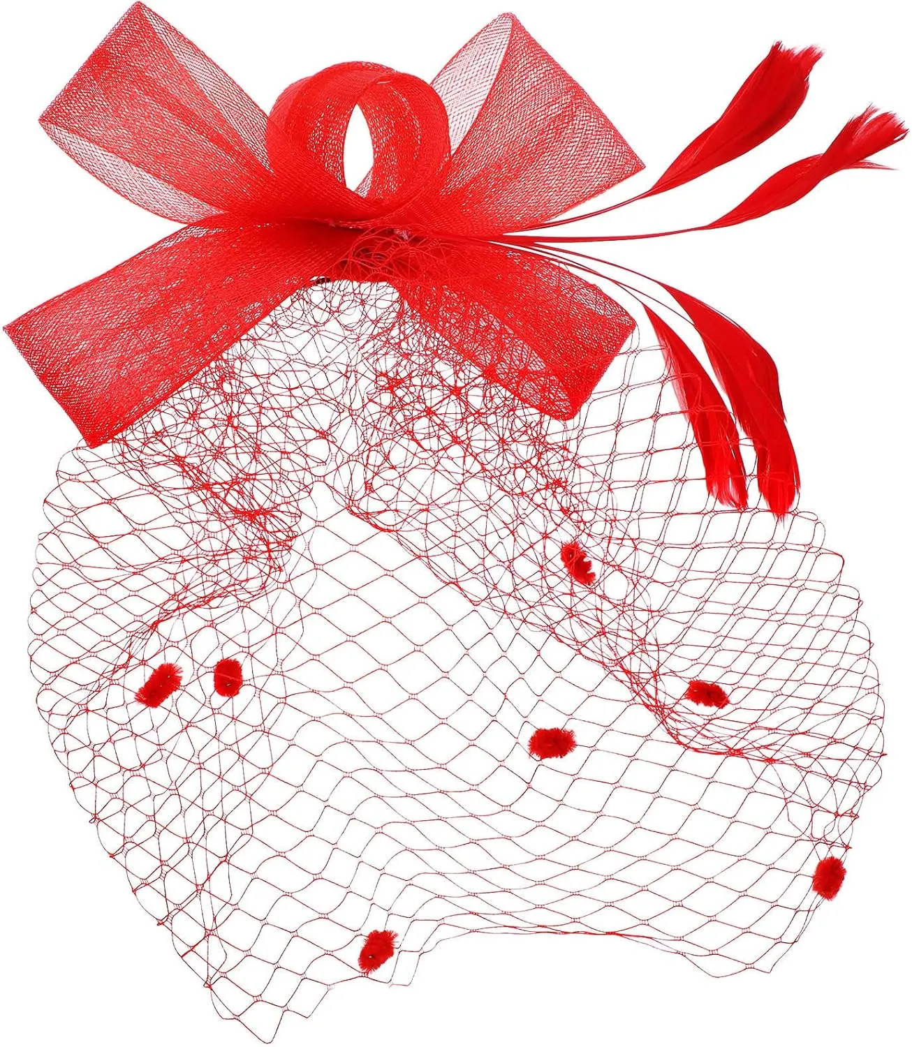 Boao Fascinator Hat for Women Feather Funeral Veil Hat Tea Party Derby Headband and Short Floral Lace Gloves