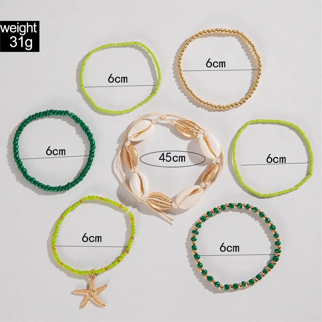 Bohemian Starfish Bracelets for Women - Adjustable Stackable Beach Bracelets, Handmade Stretchy Beaded Summer Jewelry, Perfect for Surf & Waterproof Fun