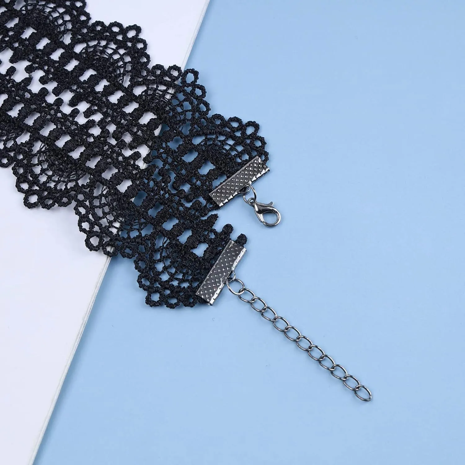 Boho Black Crystal Lace Choker Necklace Tassel Black Teardrop Necklace Choker Gothic Droplet Rhinestone Collar Necklace Retro Vintage Necklace Chain Jewelry for Women and Girls(Black A)