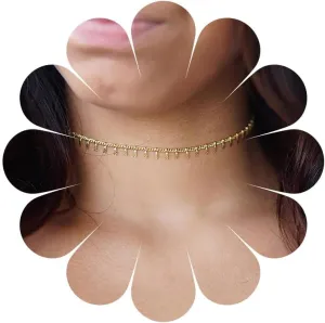 Boho Short Chain Necklace Gold Stripe Chain Necklace Vintage Tassel Chain choker Necklace Adjustable Embossed Chain Necklace Jewelry for Women