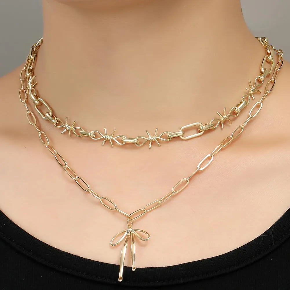 Bow Necklace Gold Bowknot Choker Necklace Coastal Charm Bow Charm Choker Necklace