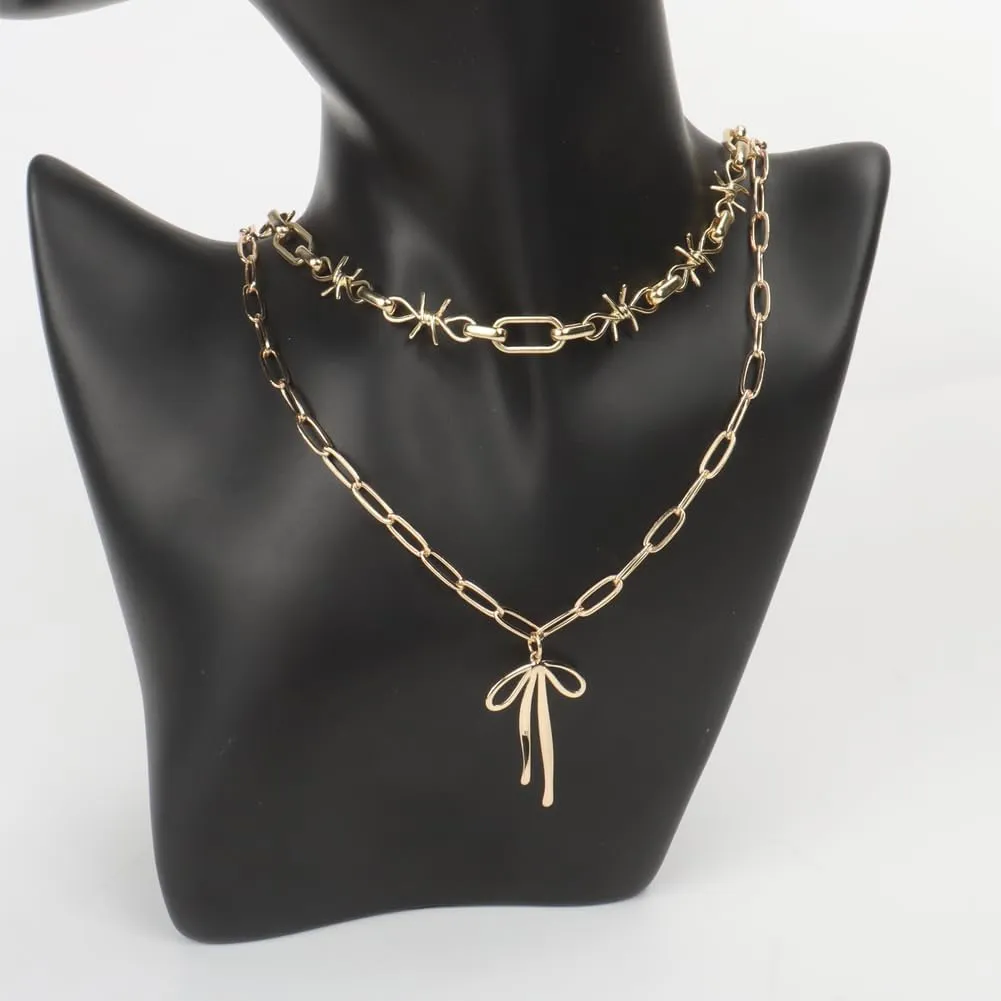 Bow Necklace Gold Bowknot Choker Necklace Coastal Charm Bow Charm Choker Necklace