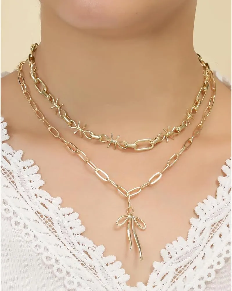 Bow Necklace Gold Bowknot Choker Necklace Coastal Charm Bow Charm Choker Necklace