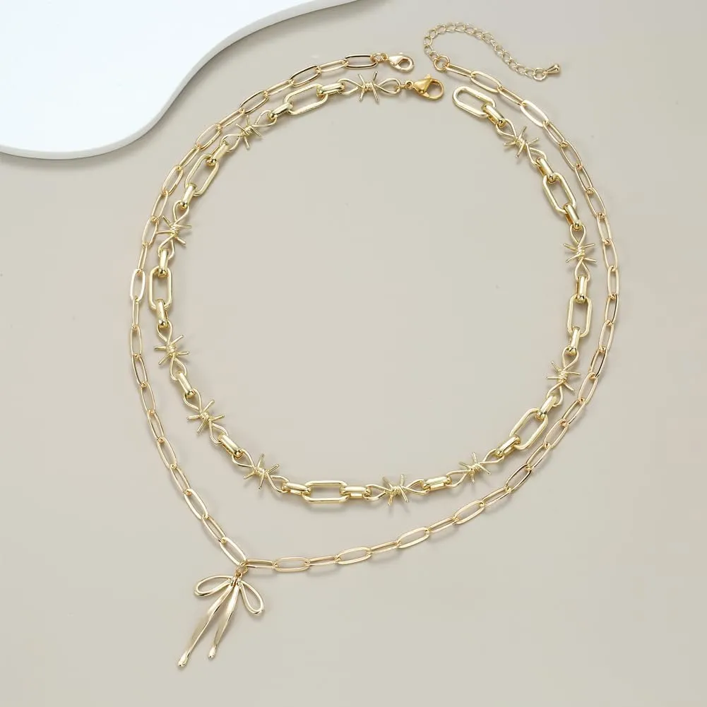 Bow Necklace Gold Bowknot Choker Necklace Coastal Charm Bow Charm Choker Necklace