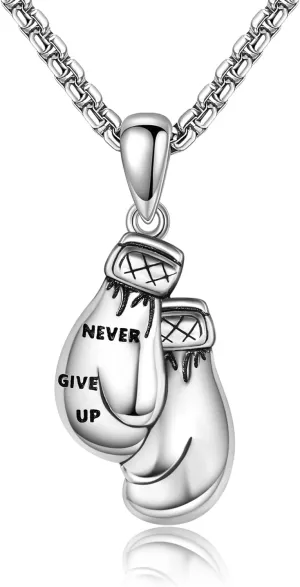 Boxing Gloves Necklace 925 Sterling Silver boxing glove Pendant Necklace Men Punk Jewelry Gifts for Women