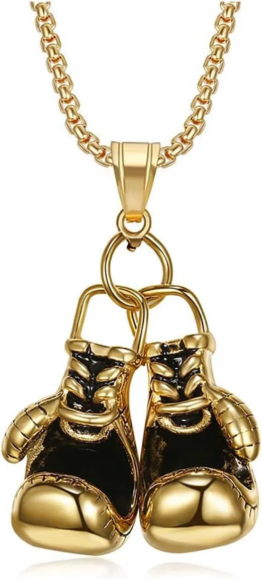 Boxing Gloves Pendant for Men Fighting Gloves Necklace, Punk Boxing Glove Sports Necklace Classic Boxing Lover Necklace Mens Cool Boxing Gloves Jewelry Fitness Gloves Charm Necklace