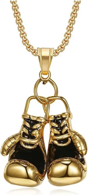 Boxing Gloves Pendant for Men Fighting Gloves Necklace, Punk Boxing Glove Sports Necklace Classic Boxing Lover Necklace Mens Cool Boxing Gloves Jewelry Fitness Gloves Charm Necklace